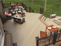 <b>TimberTech Azek Arbor Collection Hazelwood Decking with Morado Accents and Premier Black Railing</b>